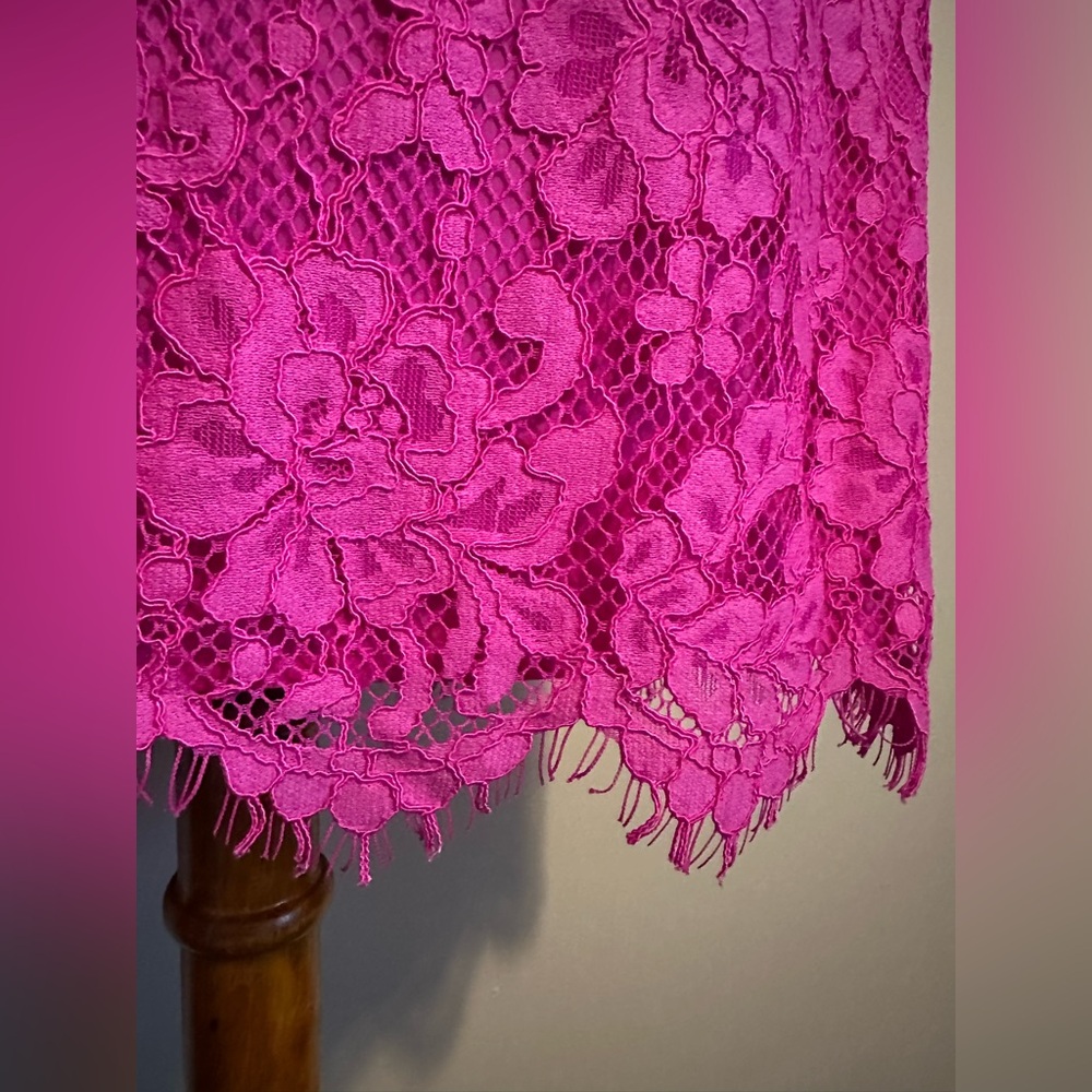 Trina Turk Fuchsia Hot Pink Lace Off the Shoulder Dress - Picture 7 of 16